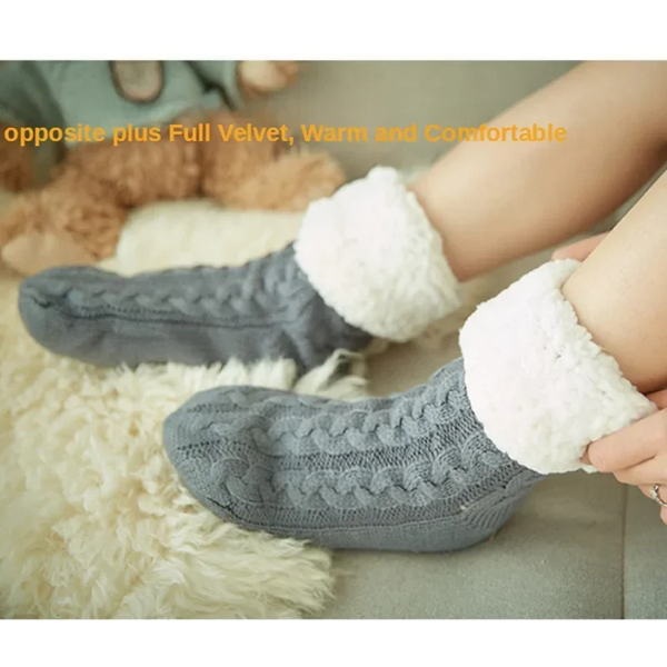 Womens Fuzzy Thermal Sock Plush Grip Hemp Winter Soft Female Home Indoor Warm Bedroom Non slip fluffy Thick Slipper Floor Sock