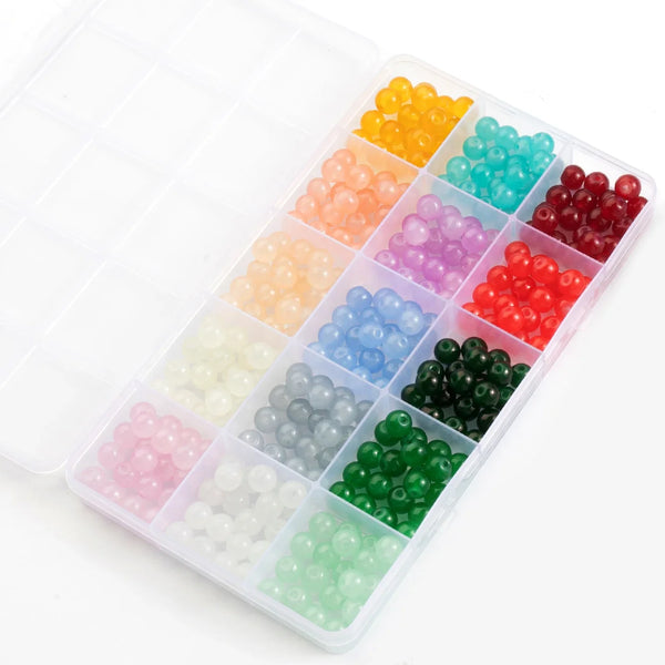 Glass Beads Bracelet Making Kit – 28 Colors 8mm Crystal & Gemstone Beads with DIY Jewelry Accessories