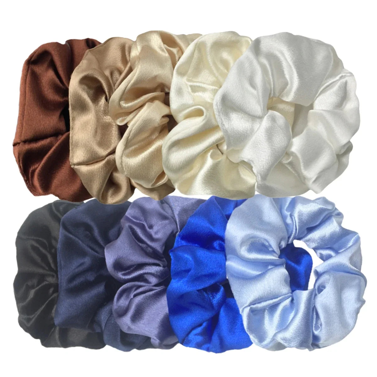 10/5 Pcs Satin Hair Scrunchies Set for Women & Girls – Soft Silk Elastic Hair Bands | Elegant Solid Color Ponytail Holders & Headwear Accessories