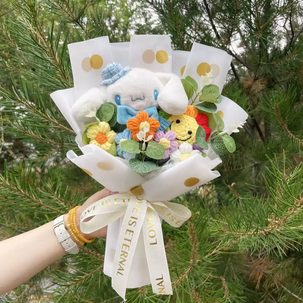 Cartoon My Melody Kuromi Cinnamoroll Kt Cat Plush Doll Creative Flower Bouquet Valentine Christmas Graduation Birthday Gift