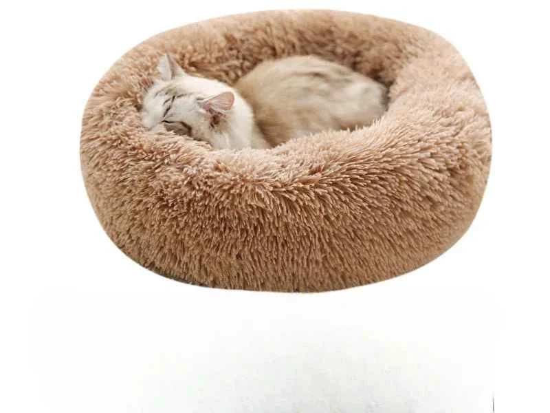 Round pet bed for anxious pets - Plush and calming