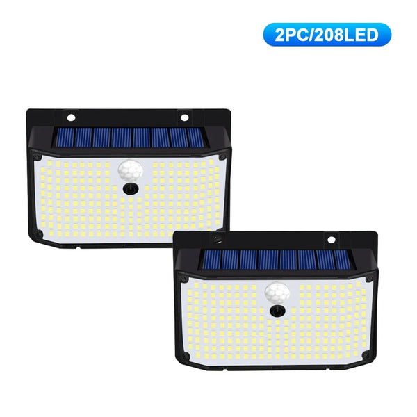 138 LED Solar Light Outdoor 4PCS Solar Wall Lamp Human Body Sensor 3 Mode Waterproof Garden Decor Street Lights Sunlight Powered