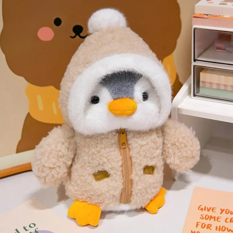 New Cute Penguin Plush Toy Baby Comforting Sleep Doll Fluffy Penguin Wearing Clothes Hats Stuffed Animal Pillow Birthday Gifts