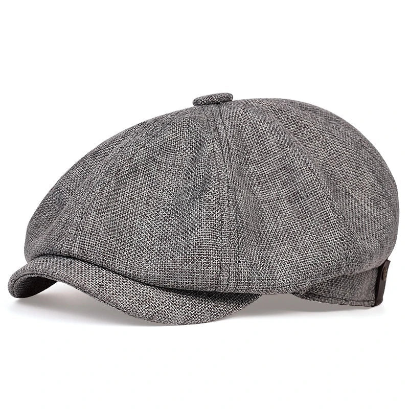 Retro Men’s Newsboy Cap – Classic Herringbone Octagonal Hat, British Style Flat Cap for Autumn & Winter, Vintage Painter Beret