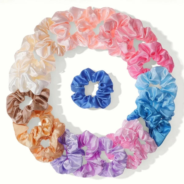 Satin Scrunchies Set for Women & Girls – 25/10/6 Pcs Elastic Hair Bands | Soft Silk Ponytail Holders & Fashion Hair Accessories