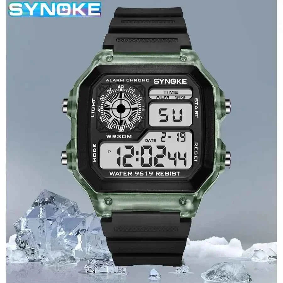 SYNOKE Digital Watches Men Sports Luminous Multifunction Waterproof Chrono Wristwatch Outdoor and Running Student Seven Light