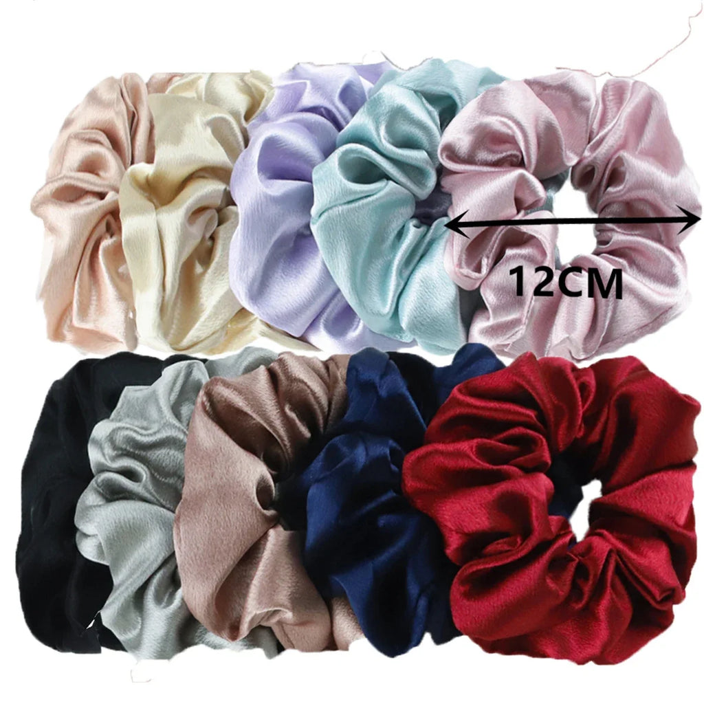 10/5 Pcs Satin Hair Scrunchies Set for Women & Girls – Soft Silk Elastic Hair Bands | Elegant Solid Color Ponytail Holders & Headwear Accessories