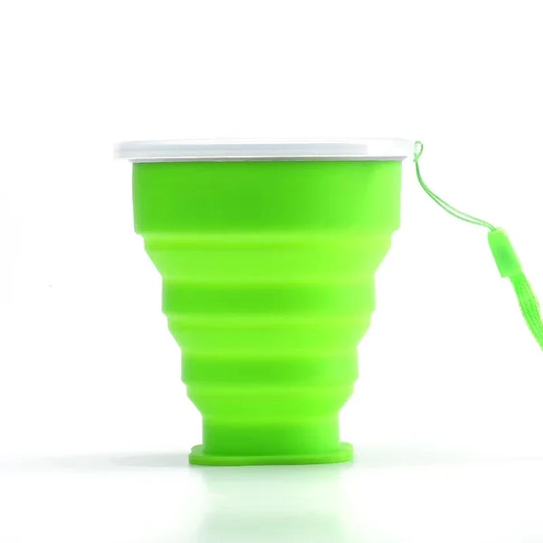 Portable Silicone Folding Water Cup Outdoor Heat Resistant Telescopic Collapsible Foldable Mug With Lid For Travel Camping 200m