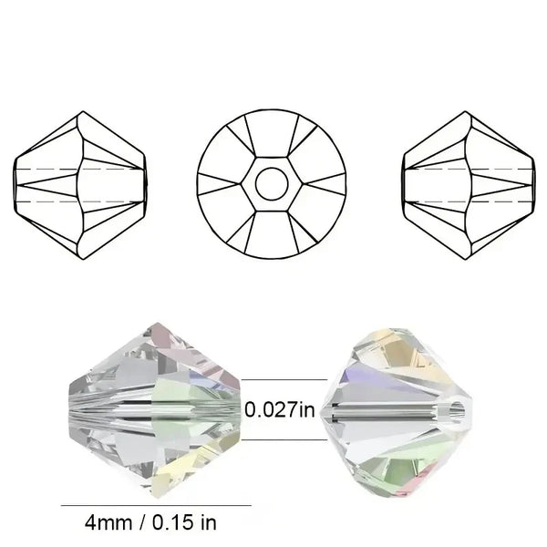 3 4 6mm Bicone Crystal Beads Box Multi-faceted Irregular Glass Bead Set 15 Grid Loose Spacer Kit for Jewelry Making DIY Bracelet