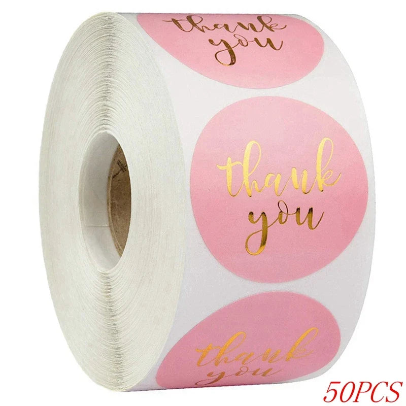 50-500pcs 1inch Blue Thank You Stickers For Envelope Sealing Labels Stationery Supplies Handmade Wedding Gift Decoration Sticker