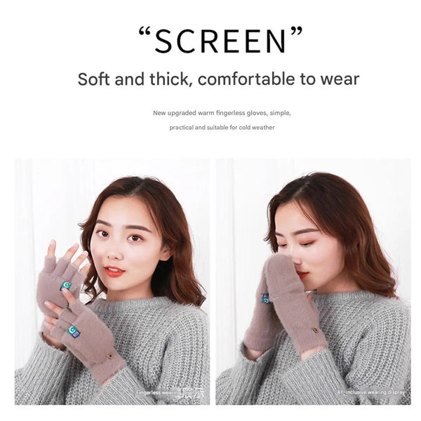 Women’s Plush Fingerless Gloves – Soft Winter Flip Mittens, Thick Warm Writing Gloves for Students & Outdoor Cold Weather Protection
