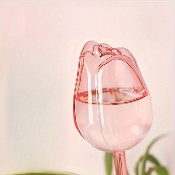 Pink tulip plant watering balls, suitable for indoor and outdoor plants, automatic plant drippers, and automatic watering