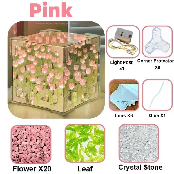 DIY 3D Tulip Flower Sea Night Lamp Kit - Romantic Creative Gift for Girlfriend, Couples and Special Occasions