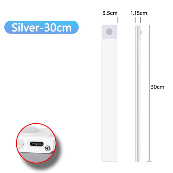 LED Bar Light Motion Sensor USB Rechargeable Led Cabinet Lights for Kitchen Wardrobe Cabinet Lighting 30cm/40cm/50cm Night Light