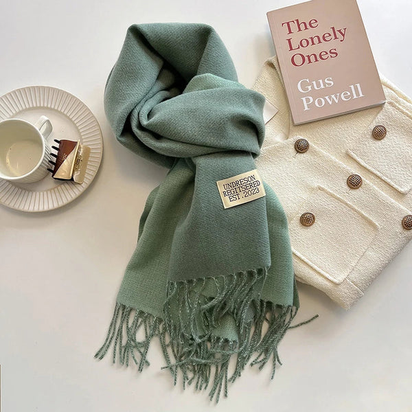 2023 Korean Style Cashmere Winter Scarf for Women – Knitted Double-Sided Solid Color Wrap | Soft Warm Fashion Neckerchief Shawl