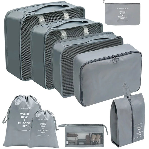 7/8/9/10-Pcs Travel Organizer Packing Cubes Set – Portable Luggage Storage Bags for Clothes, Shoes & Accessories