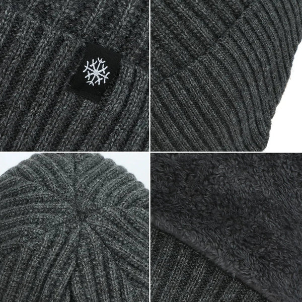 Outdoor Men’s Winter Knitted Bomber Hat – Plush Lined Peaked Cap with Earmuffs | Warm Faux Fur Cycling Hat for Cold Weather Protection