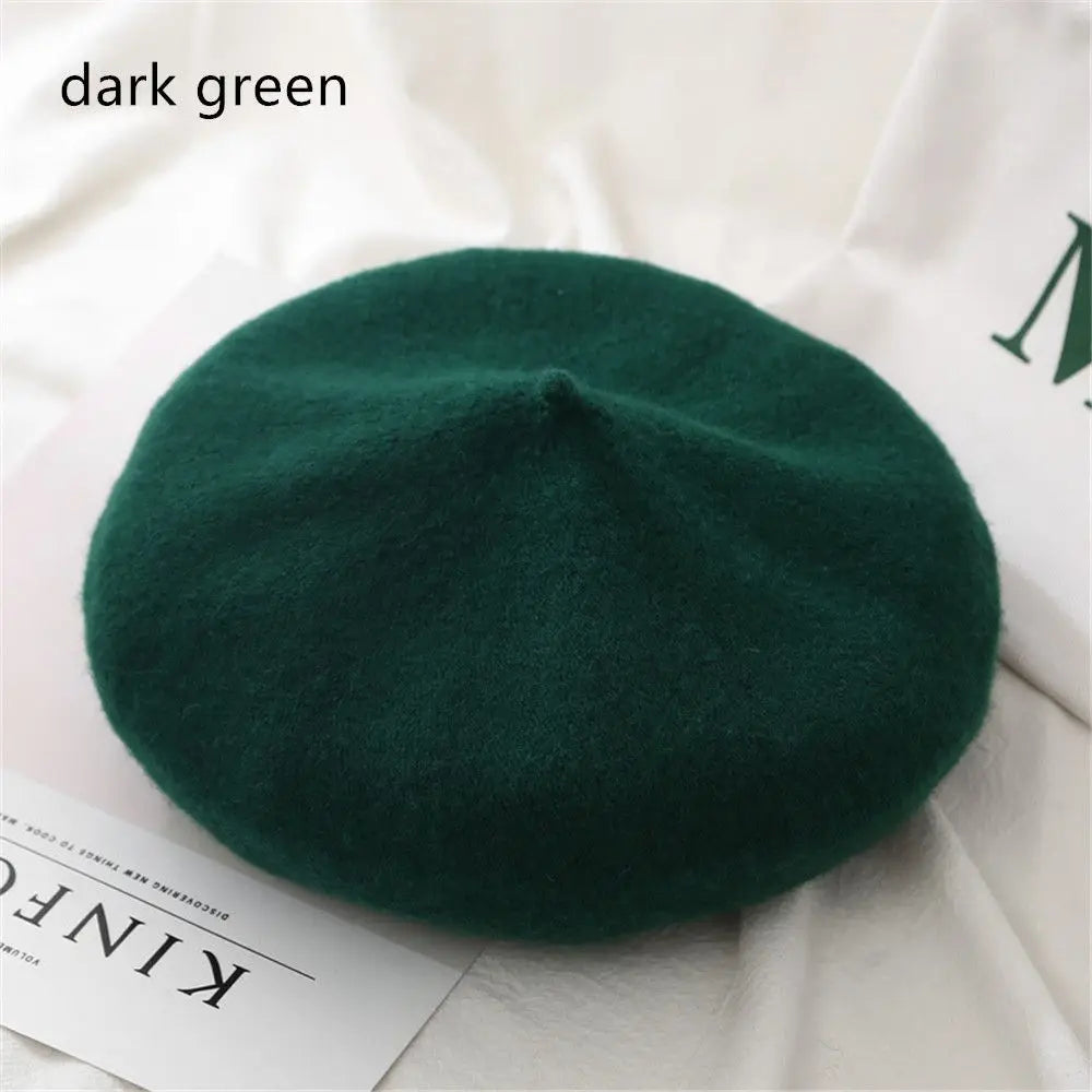 Autumn Winter Felt Beret Hats Women Fashion French Painter Hat Girls Trendy Solid Color Berets Ladies Multicolored Flat Cap
