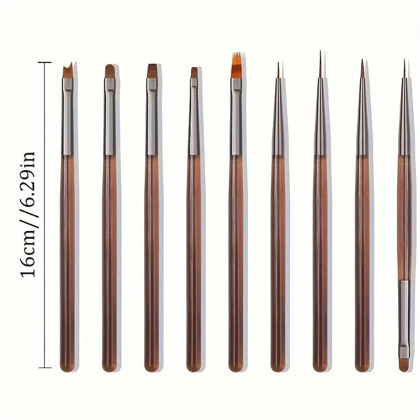 9PCS UV Gel Nail Brush Liner DIY Painting Pen Manicure Acrylic Drawing Brush for Nail Art Design Nails Tip Display Painting Tool