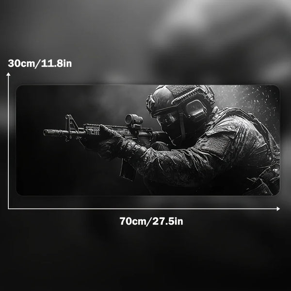 Large Tactical Soldier Mouse Pad – Non-Slip XXL Desk Mat with Stitched Edges, Gaming Accessories for FPS and Home Use
