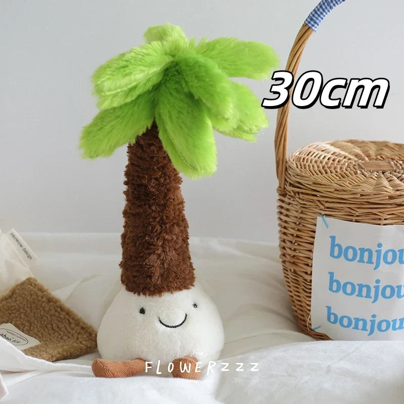 Lemonade Coconut Plush Toy – Very Soft Palm Tree & Red Coral Cartoon Doll, Cute Home Décor & Christmas Gift