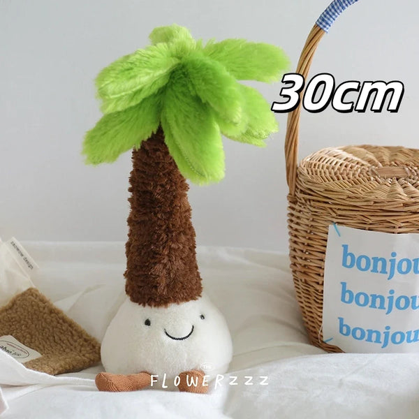 Lemonade Coconut Plush Toy – Very Soft Palm Tree & Red Coral Cartoon Doll, Cute Home Décor & Christmas Gift