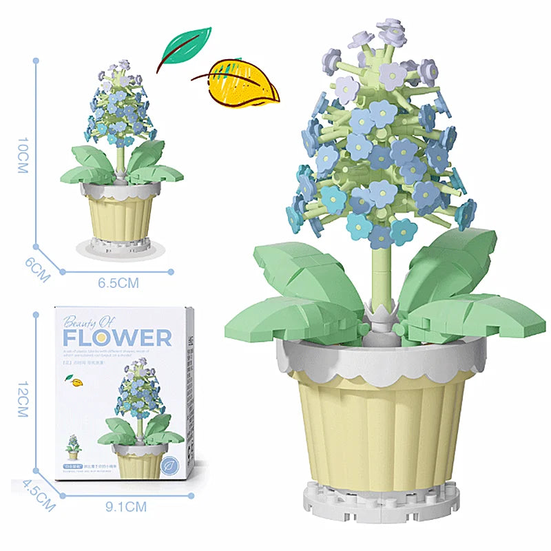 Creative Building Block Bouquet, Eternal Flower Plant Potted Gift, Rose Sunflower Potted Plant, Assembled Building Block Toy