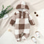Baby Boys and Girls Plaid Romper Hooded Long Sleeved Plush Jumpsuit Winter Warm Bodysuit Clothes for 3-24 Months Toddler Boy