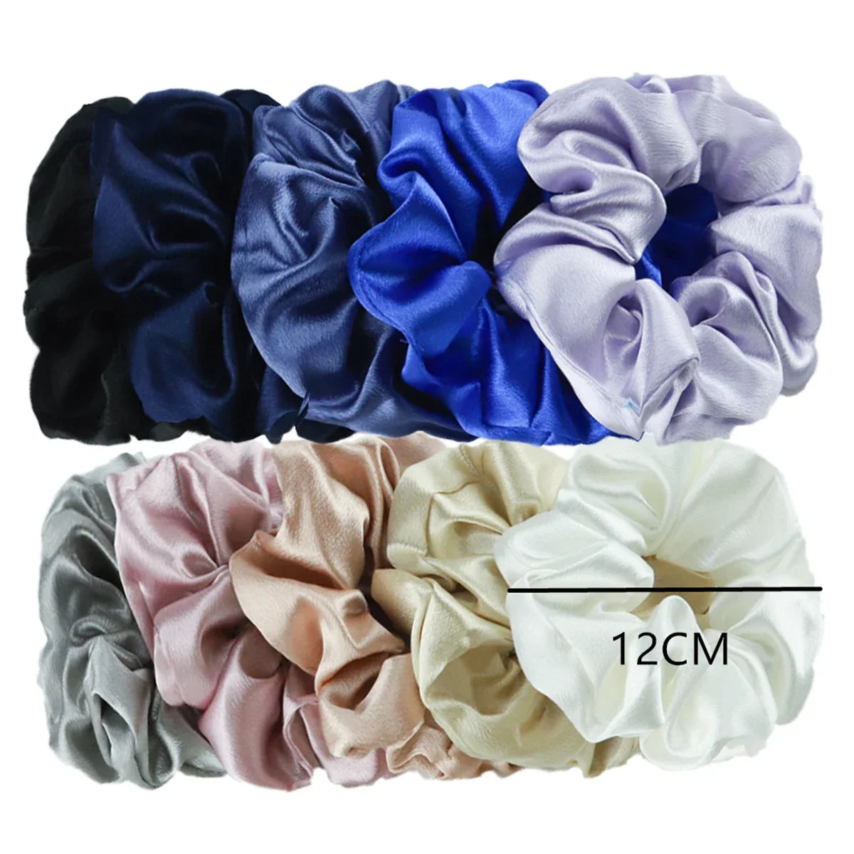 10/5 Pcs Satin Hair Scrunchies Set for Women & Girls – Soft Silk Elastic Hair Bands | Elegant Solid Color Ponytail Holders & Headwear Accessories