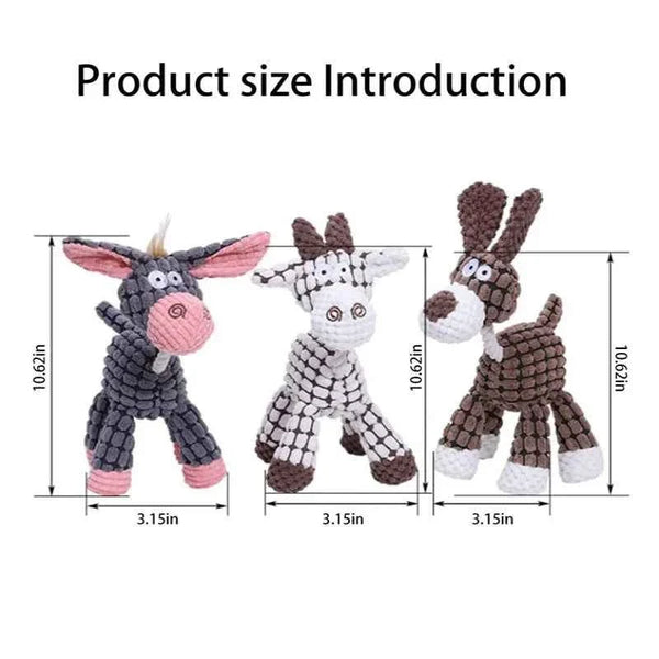 Plush Donkey Squeaky Dog Toy for Gentle Play