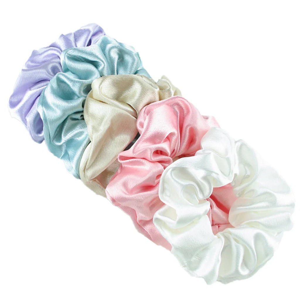 10/5 Pcs Satin Hair Scrunchies Set for Women & Girls – Soft Silk Elastic Hair Bands | Elegant Solid Color Ponytail Holders & Headwear Accessories