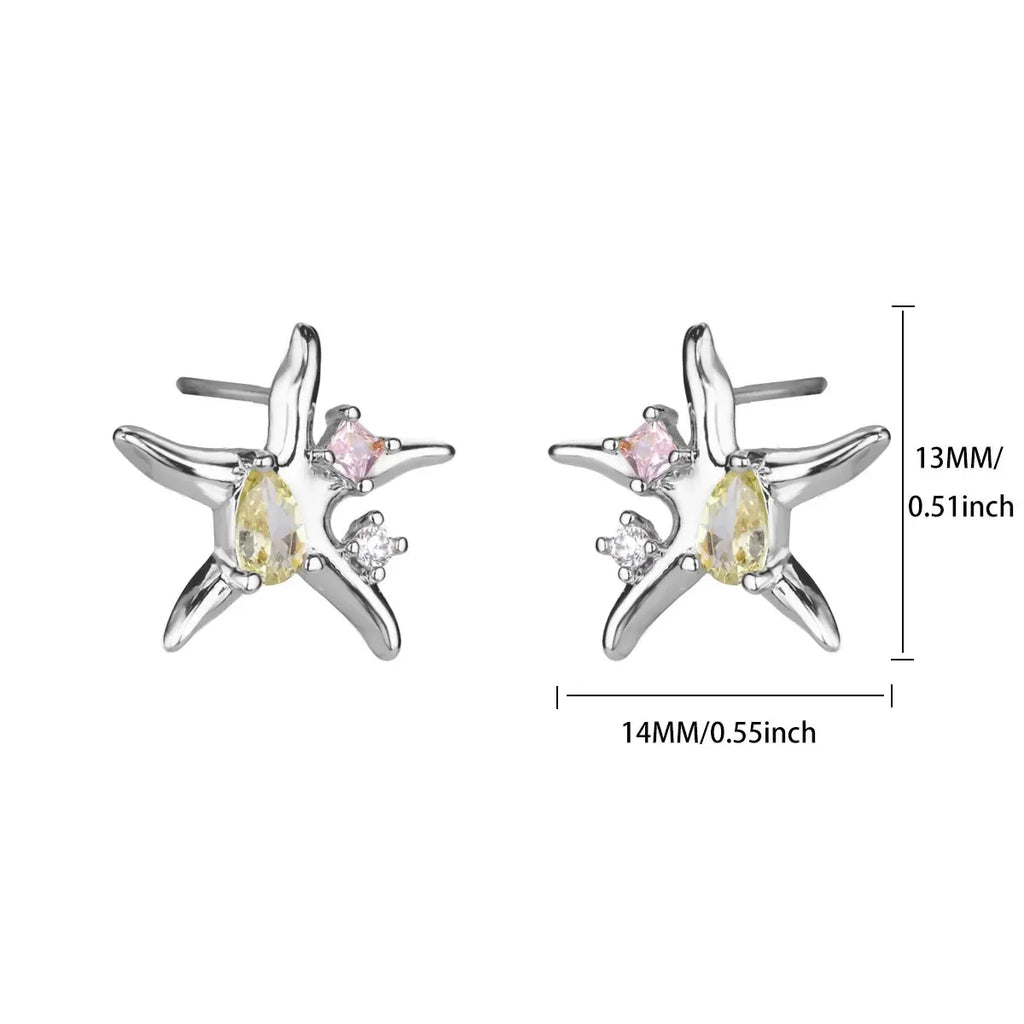 Vintage Summer Starfish Stainless Steel Stud Earrings For Women Simple Star Shell Earrings Stud Ocean Party Jewelry Gift 2025