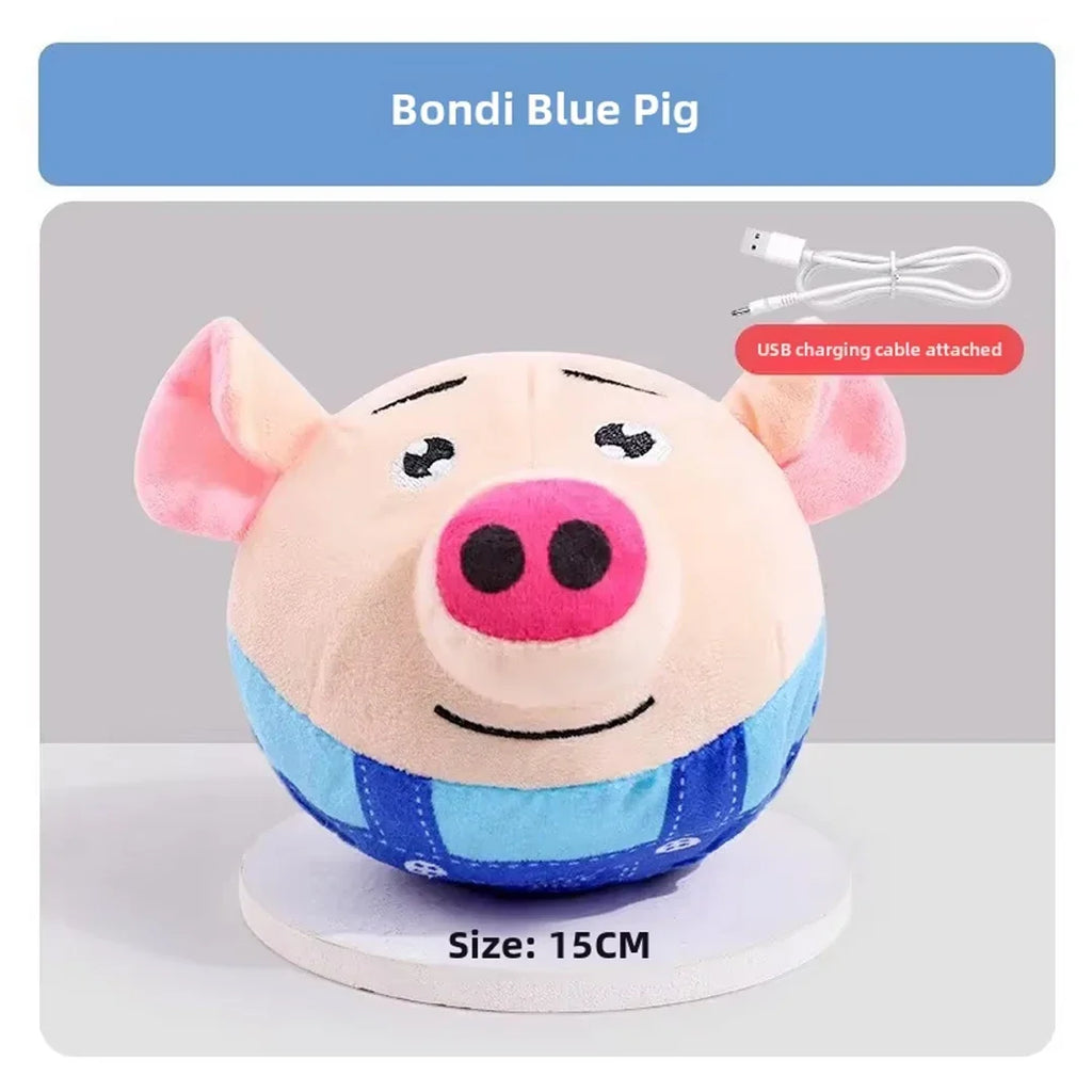 Interactive Plush Jumping Ball Dog Toy – USB Rechargeable Electric Clown Toy with Music