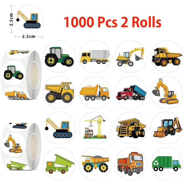 500/1000 Pcs Easykart Truck Vehicle Stickers Construction Stickers Roll For Kids Teens Vehicle Car  Potty Stickers For Home Part
