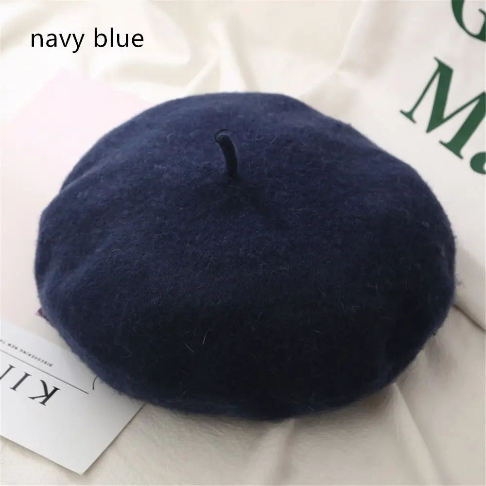 Autumn Winter Felt Beret Hats Women Fashion French Painter Hat Girls Trendy Solid Color Berets Ladies Multicolored Flat Cap
