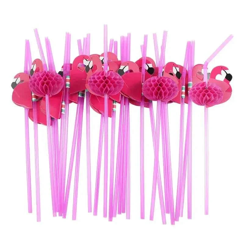 Tropical Party Drinking Straws 25pcs Flamingo Pineapple Straws Hawaiian Summer Pool Wedding Decoration Reusable Beach Supplies