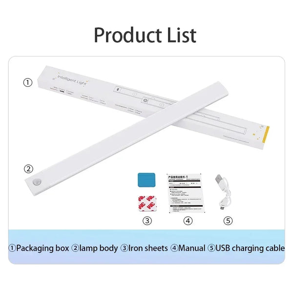 LED Bar Light Motion Sensor USB Rechargeable Led Cabinet Lights for Kitchen Wardrobe Cabinet Lighting 30cm/40cm/50cm Night Light