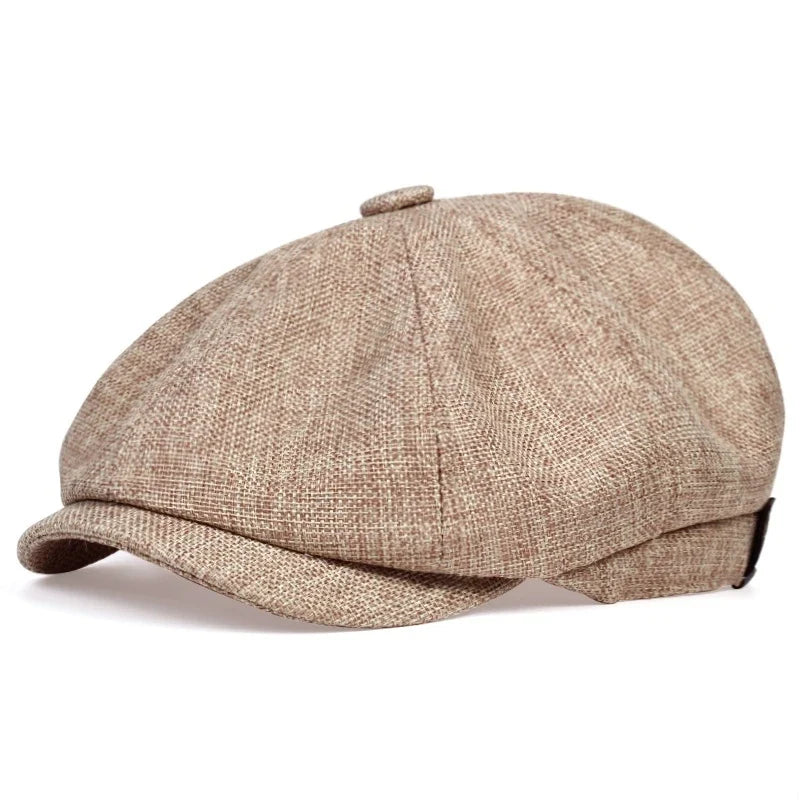 Retro Men’s Newsboy Cap – Classic Herringbone Octagonal Hat, British Style Flat Cap for Autumn & Winter, Vintage Painter Beret