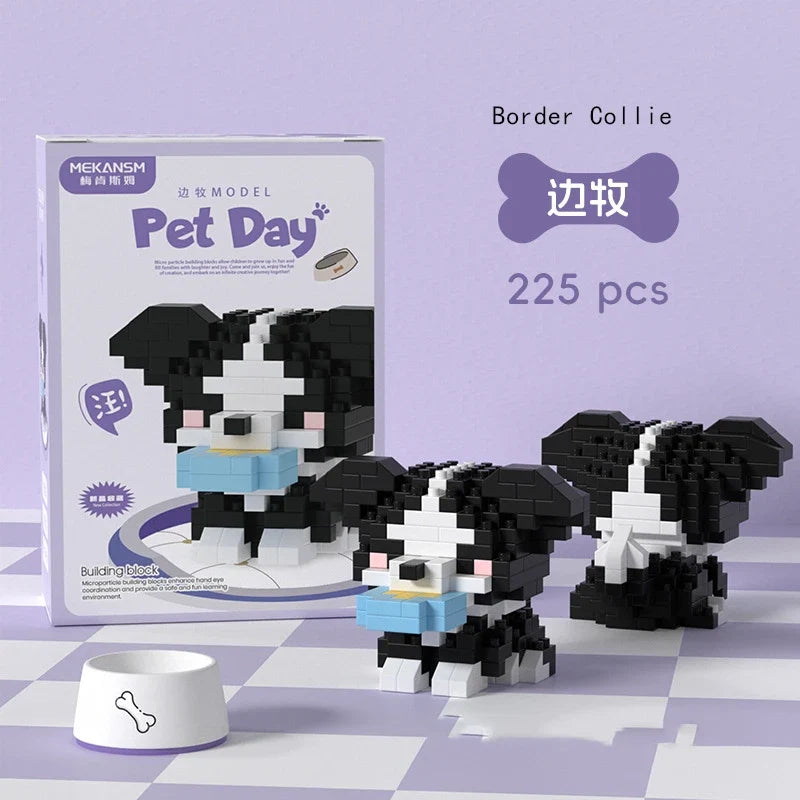 18 Styles Little Dog Cat Cute Pet Small Building Block Model Series Ornaments Children's Toys Miniature Bricks