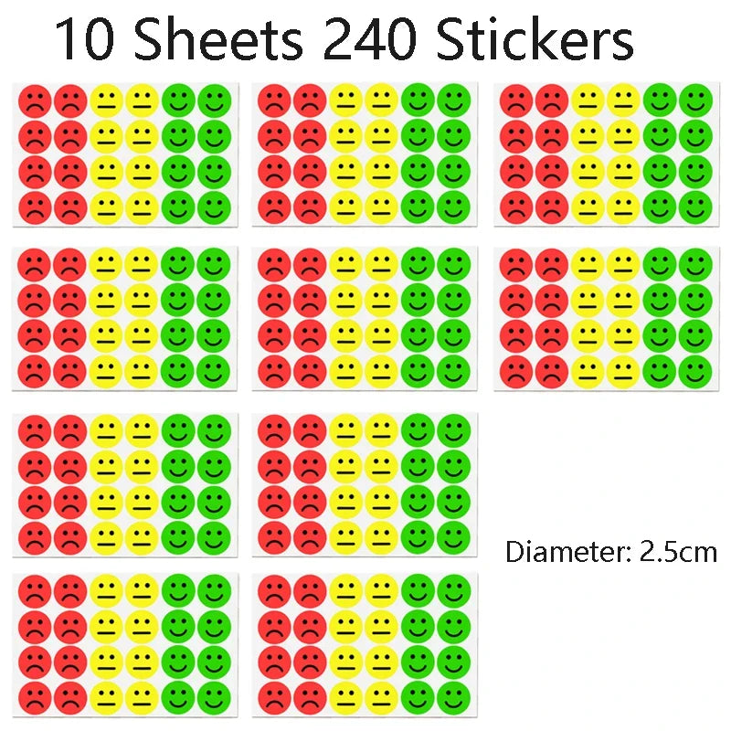 1" Happy Sad Smiling Face Behavior Stickers 120-1200pcs Labels Teachers Classroom School Kids Student Reward Sticker Toys Gifts