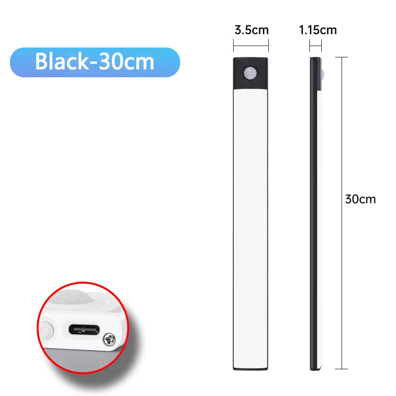 LED Bar Light Motion Sensor USB Rechargeable Led Cabinet Lights for Kitchen Wardrobe Cabinet Lighting 30cm/40cm/50cm Night Light
