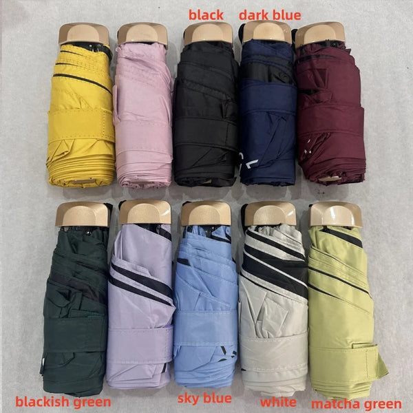 1Pc 55% Off Mini Sun Umbrella Pocket Rain Umbrella Vinyl Folding UV Ultraviolet Protection Sun Shade Pocket Parasol Capsule