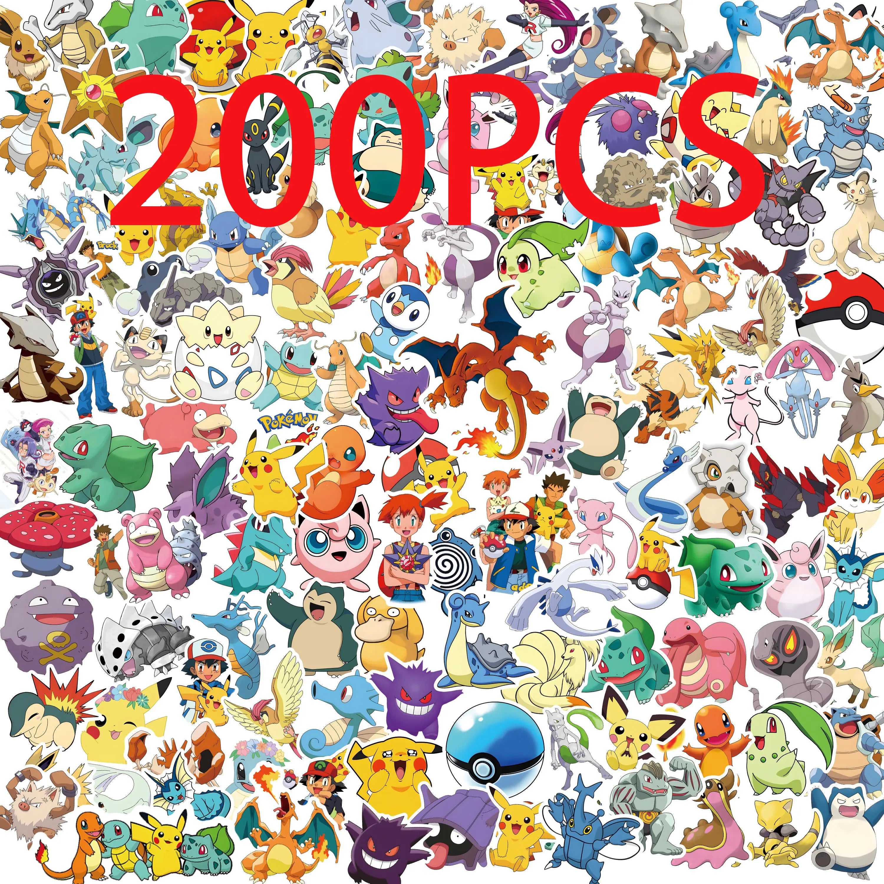 50/100/200pcs Pokemon Anime Stickers Pikachu Kawaii Sticker Laptop Suitcase Skateboard Guitar Phone Cartoon Kid Gift Toys Main image