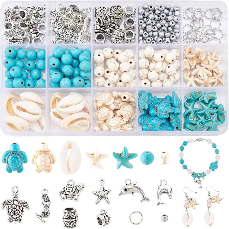 Ocean Summer Friendship Bracelet Making Kit – DIY Clay Beads Set for Jewelry, Bracelets, Necklaces & Earrings