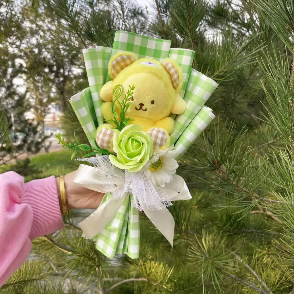 Cartoon My Melody Kuromi Cinnamoroll Kt Cat Plush Doll Creative Flower Bouquet Valentine Christmas Graduation Birthday Gift