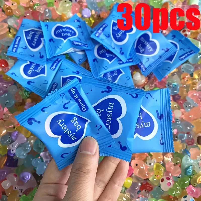 60pcs Glow In The Dark Mini Resin Animals & Mushroom Blind Bags Fairy Garden Decor Micro Landscape Birthday Gift Surprise