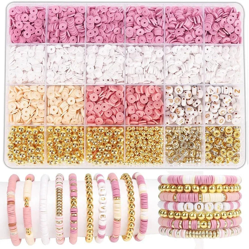 DIY Clay Beads Bracelet Making Kit – Friendship Golden Letter Beads for Jewelry Making, Gifts for Women & Teens