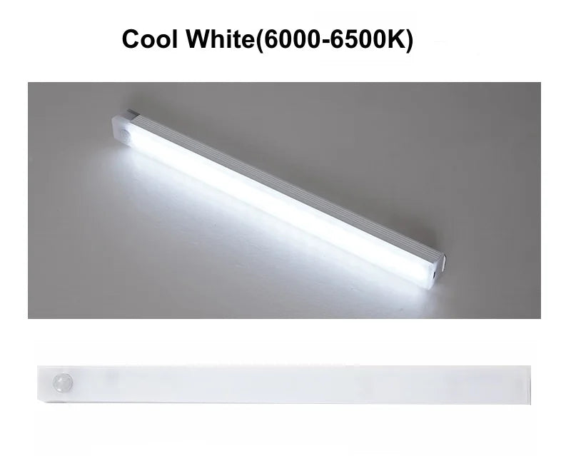 USB Rechargeable PIR Motion Sensor LED Bar Lights Dimmable Detector Night Light Portable Induction Cabinet Lamp for Kitchen Room