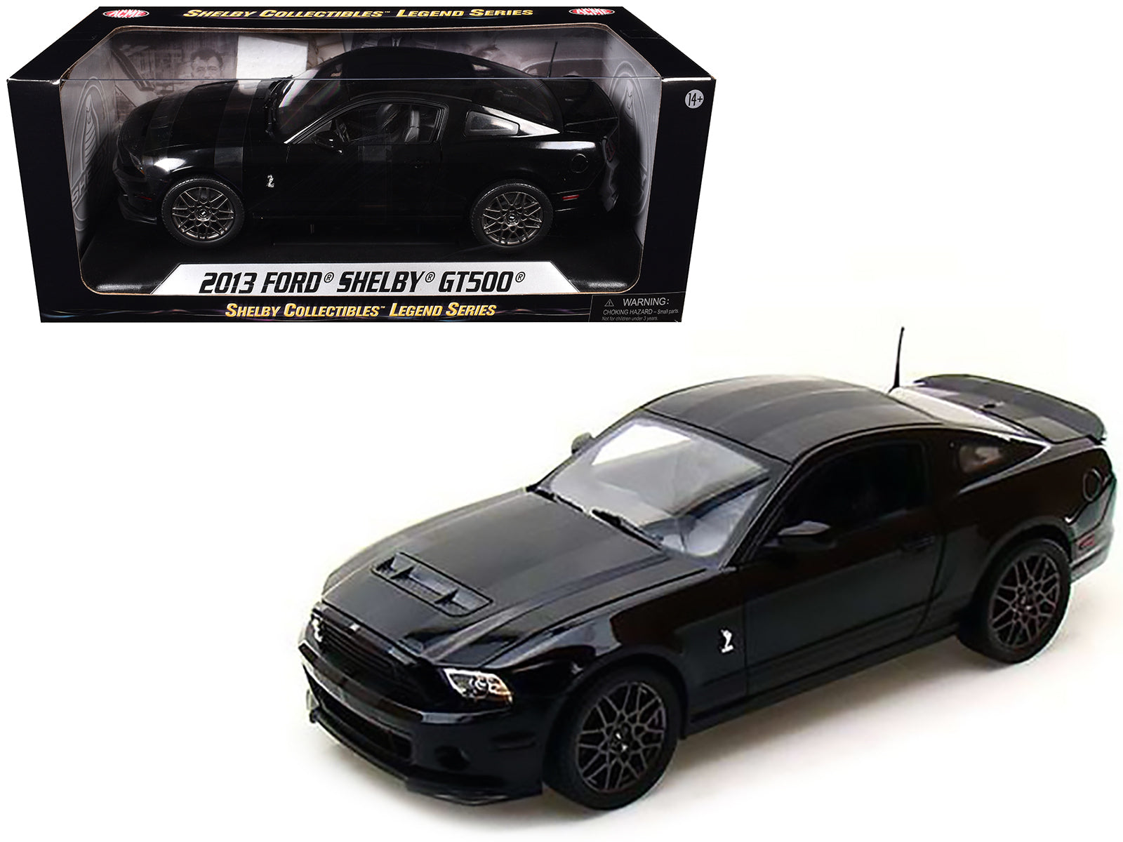 2013 Ford Shelby Mustang Cobra GT500 SVT Black with Black Stripes 1/18 Diecast Car Model by Shelby Collectibles