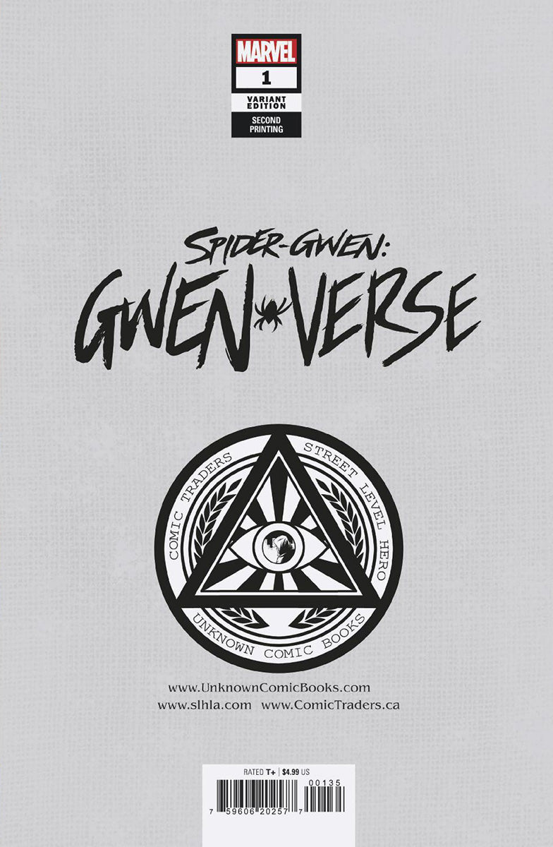 Spider-Gwen: Gwenverse 1 Unknown Comics Greg Land Exclusive Homage Virgin 2Nd Ptg Var (04/27/2022) (05/04/2022) - Collectors World Toys